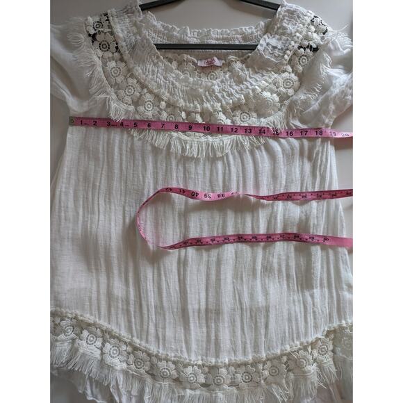Scandal Italy Blouse Top Linen Embroidered Lace Gauzy Boho Summer White Size M - Picture 9 of 10